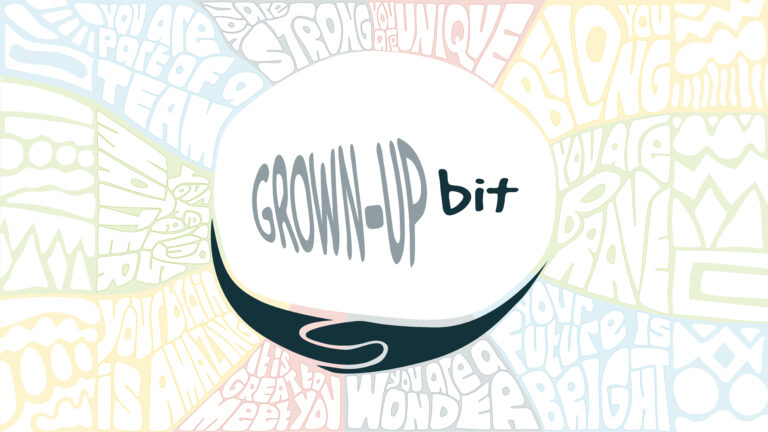 1. The Grown Up Bit is a narrated guide for the adult, packed with self-care activities, therapeutic tips, and preparation for the session ahead.