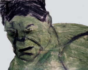 chalk drawing of the Incredible Hulk